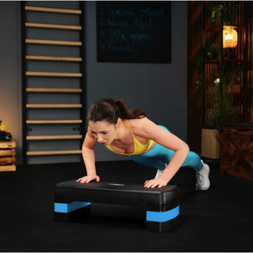 Степ платформа  Trex Sport TX-030AS 3-уровневая черно-голубая - фото №8